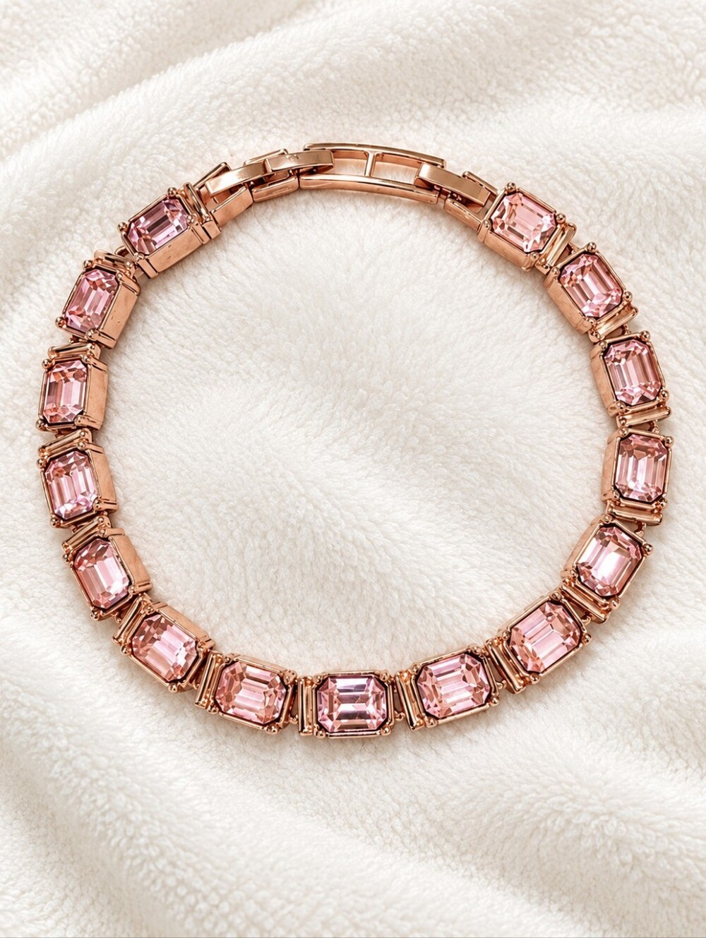 NIB Avon Studio 1886 Pink Crystal Rose Goldtone Tennis Bracelet
